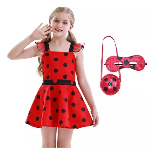 Vestido Tirantes Miraculous Ladybug Niñas Cosplay Halloween