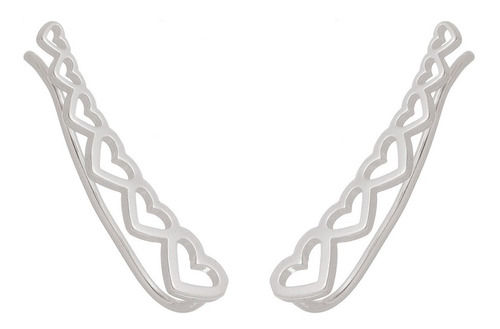 Brinco Coração Ear Cuff Coração Prata 925