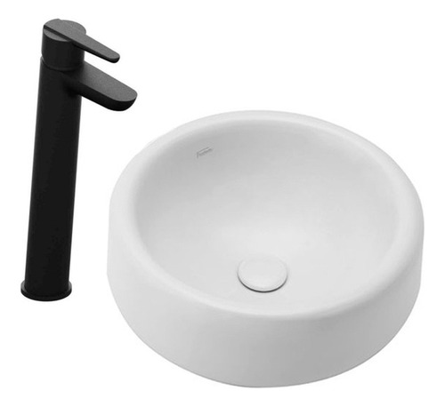 Bacha De Baño Ferrum Milos Y Griferia Hidromet Flat Negro