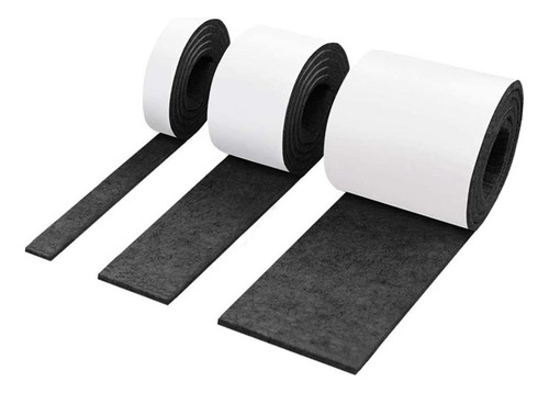 3x Cinta De Fieltro Autoadhesiva Rollo Protector De Negro