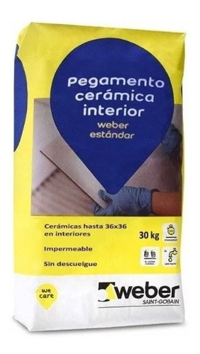 Pegamento Adhesivo Weber Estandard Impermeable X 30 Kg 