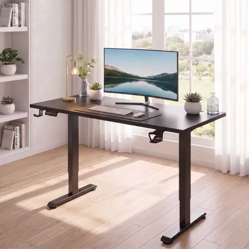 Escritorio Eléctrico Ajustable Mdf 120 Cm Negro
