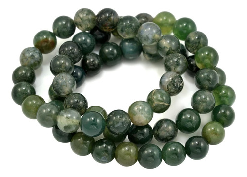 Paialco Set De 3 Moss Agate Gemstone Prolpela Elática Tamaño