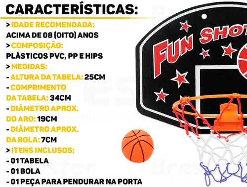 Mini Cesta Basquete Infantil Com Bola E Suporte P/ Porta