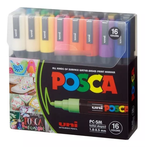 Marcador Uni Posca Pc-5m Pack Set X 16 Colores Brillantes