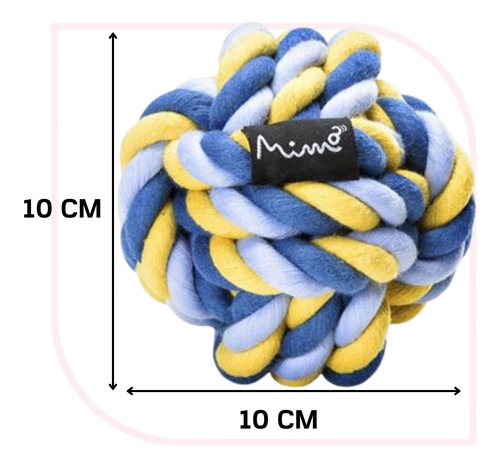 Imagem 3 de 5 de Brinquedo P/ Cãe Bolinha De Corda Azul-amarelo Mimo G Pp103