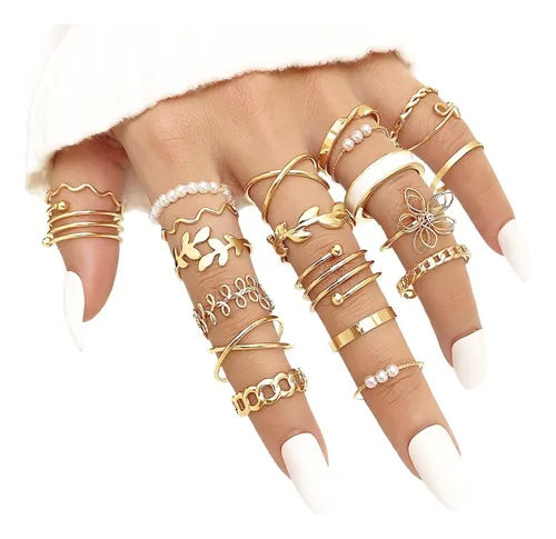 Acero Inoxidable Anillos Apilables Anillos Acero Mujer Juego De 22