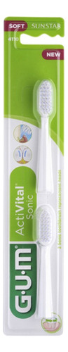 Repuesto X2 Cepillo A Bateria Cerdas Suave Gum Sonic Power Color Blanco