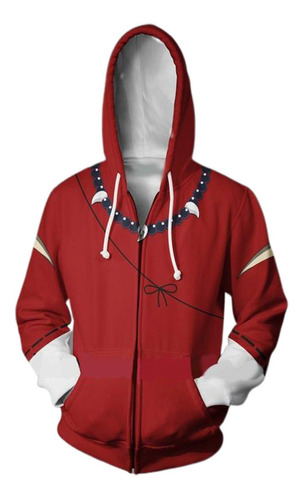 Inuyasha Sudadera Con Cremallera Rojo Cosplay Disfraz Adulto