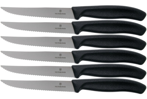 Set 6 Cuchillos Victorinox Negro 11cm 6.7233.6 Para Carne 