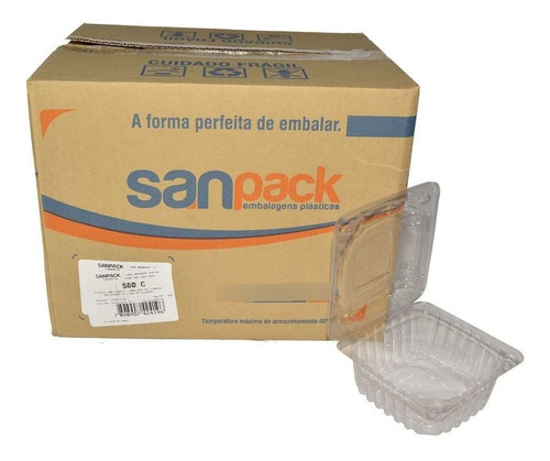 200 Embalagem Cumbuca Quadrada Articulada Sanpack S-80c 1cx Cor Cristal