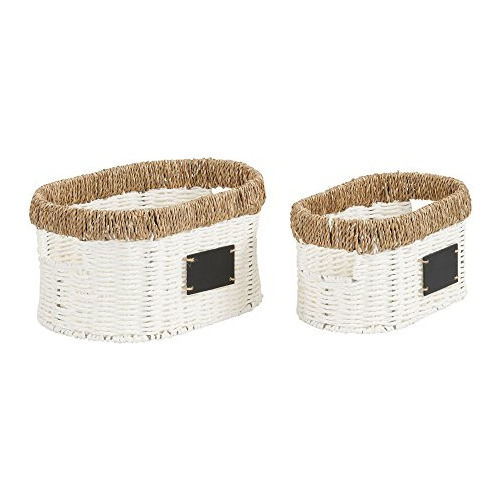 Natural Rim Oval Set Paper Rope And Seagrass (2 Piece) Small