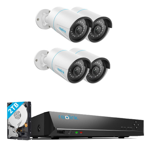 Camara Ip Poe 5 Mp Rlc-510a 4 Disco Duro Reo Nvr 2 Tb Para