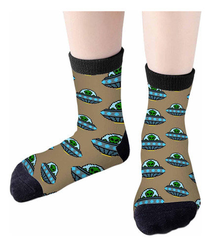 Samgula Alien Ufo Crew Calcetines Para Mujer Talla 6-8 Flyin