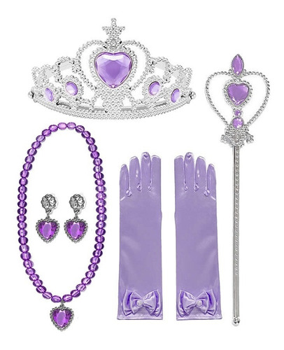 Imagem 5 de 9 de Vestido Rapunzel Enrolados + Brincos Colar Vara Luvas Coroa