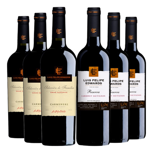 6 Vinos Luis Felipe Edwards: 3 Gran Rva Ca + 3 Rva Cs