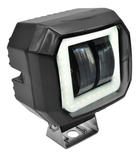 Juego Faros Led Cuadrados Con Lupa Estrobo Arillo Gel Blanco