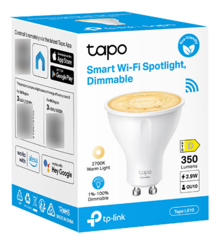 Ampolleta Bombilla Led Blanca Cálida Wifi Gu10 Tapo L610