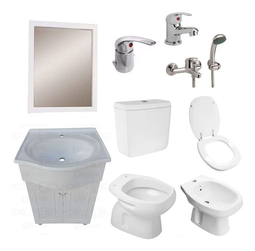 Combo Baño Completo Griferias Inodoro Vanitory C124 P