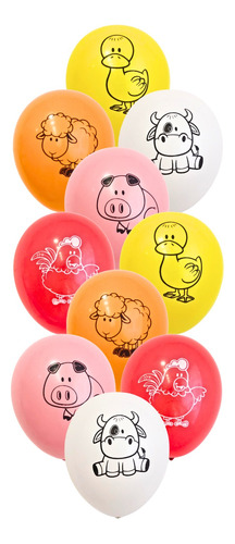 Globos Animalitos De La Granja Impresos X 10u