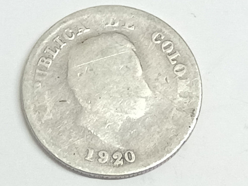 Moneda Colombia 20 Centavos 1920 Plata