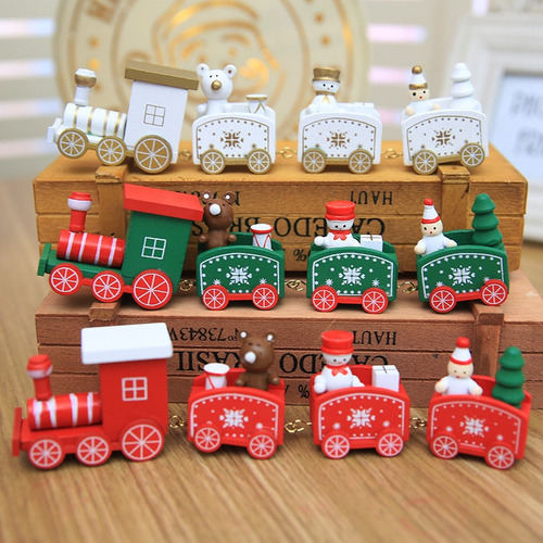 ( Decoración De Madera De La Casa Del Tren De Navidad