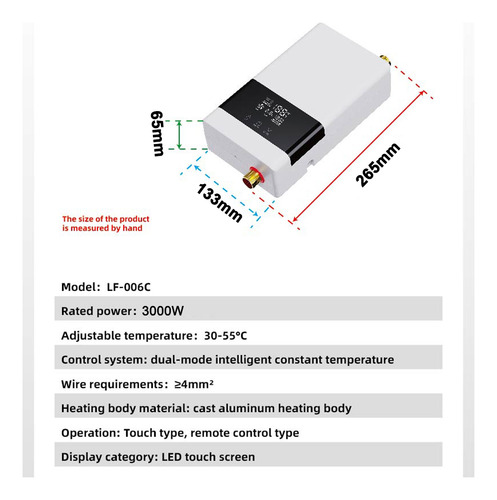Calentador De Agua Eléctrico Remote Water Instant Home Para