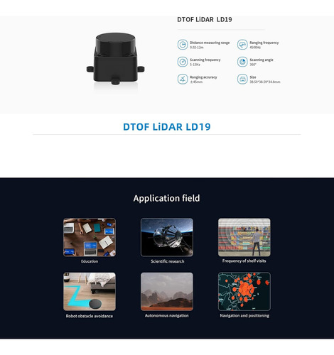 Fhl-ld19 Kit De Sensor De Distancia Lidar 2d De 360 Grados,