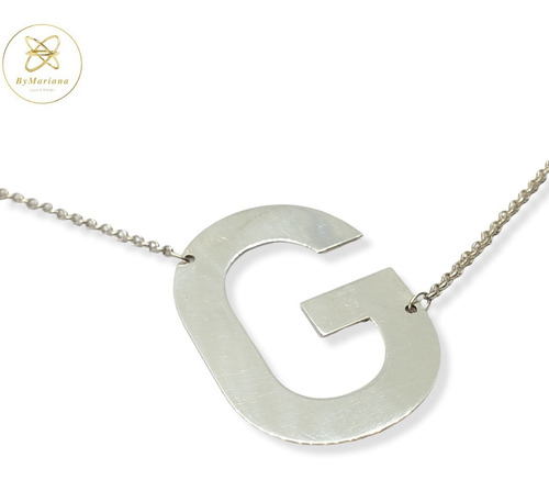 Imagen 5 de 9 de Cadena Plata Rollon Con Letra G Grande 30 X 40mm