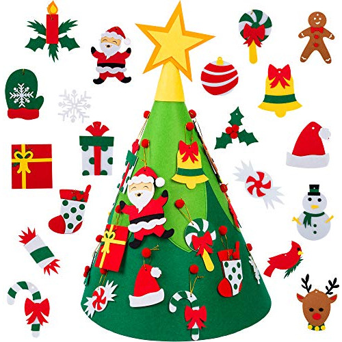 Árbol De Navidad De Fieltro Pared 3d Adornos Colgantes...