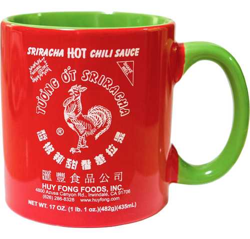 Sriracha2go Taza De Cer&aacute;mica Rojo Y Verde, Grande, De