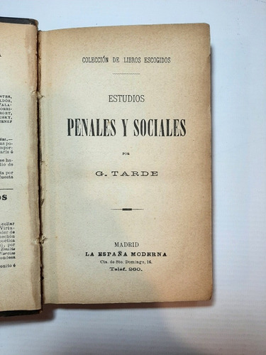 Antiguo Libro Crimonología Estudios Penales Sociales Ro 836