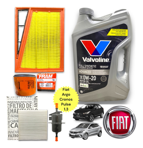 Kit 4 Filtros + Aceite Valvoline 0w20 Argo Pulse Cronos 1.3