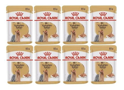 Kit 8 Unidades Royal Canin Ração Sachê Yorkshire Adult 85g