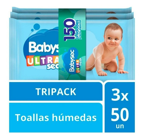 Toallitas Húmedas Babysec Ultra X 150 Pañalera Babyblue