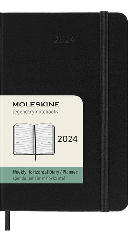 Agenda Semanal Horizontal Moleskine 2024 Tapa Dura Negra -p