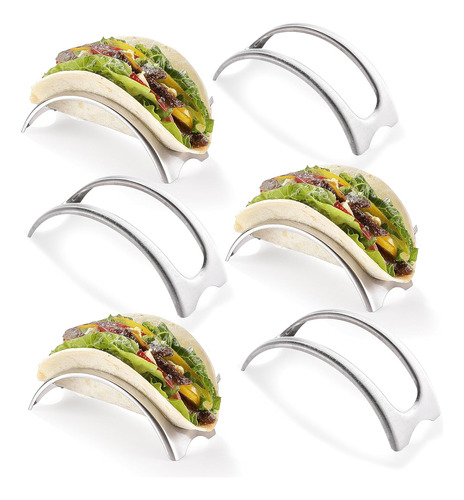 Jjoo - Juego De 6 Soportes Para Tacos De Acero Inoxidable Pa