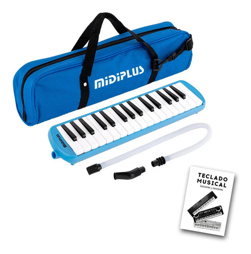 Imagen 1 de 10 de Flauta Melódica Midiplus 32 Teclas Con Funda Y Boquilla Azul