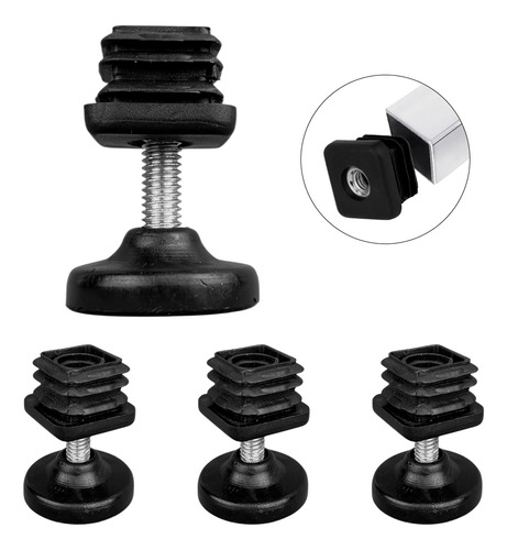 Regaton Cuadrado 1 Pulgada Con Nivel Plastico 4 Juegos Color Negro