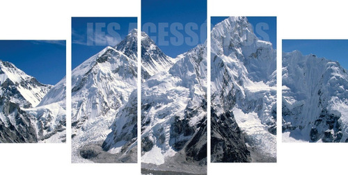 Quadro Painel 5 Peças Decorativo Monte Everest Mosaico 