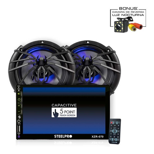 Imagen 4 de 10 de Kit Autoestéreo Bluetooth Steelpro + Bocinas 6.5 Soundstream