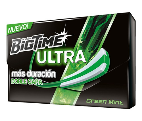 Chicle Bigtime Ultra Doble Capa X 12unidades 24gr Color Green Mint