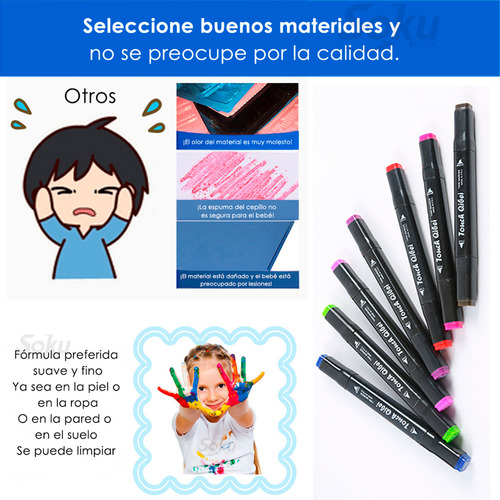 Soku 36 Pinceles Doble Punta Plumones Punta Dibujo Pro