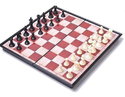 Ajedrez Magnético Hueso Y Negro 32 Cm Juego De Mesa, Estuche