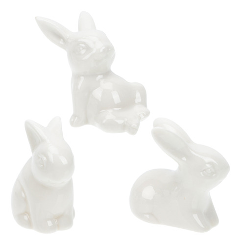 Accesorios Adorno De Conejo De Porcelana Blanca, Cerámica, 3