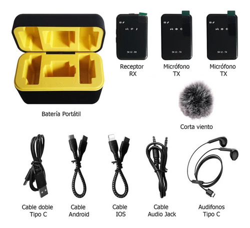 2 Micrófonos Lavalier Solapa Bluetooth Usb-c 3.5 Para iPhone