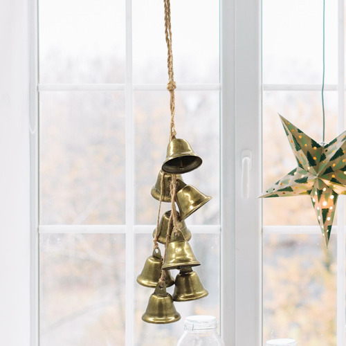 2 Campanas Colgantes Navideñas Forma De Trompeta De Bronce