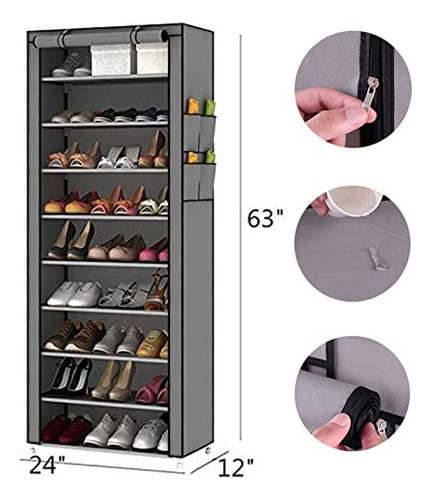 Pengke Zapatero De 9 Niveles Con Cubierta A Prueba De Polvo