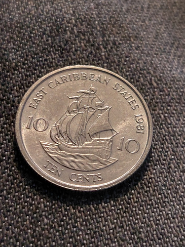 Moneda De E.u.del Caribe 10 Centavos Año 1981 Cobre Níquel 