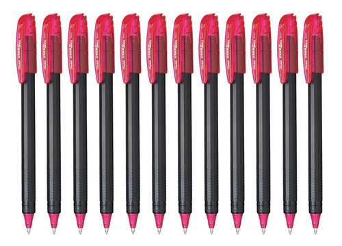 Bolígrafos Pentel Energel Stick Bl417 0.7 Mm Caja 12 Piezas Color de la tinta Rosa Color del exterior Negro